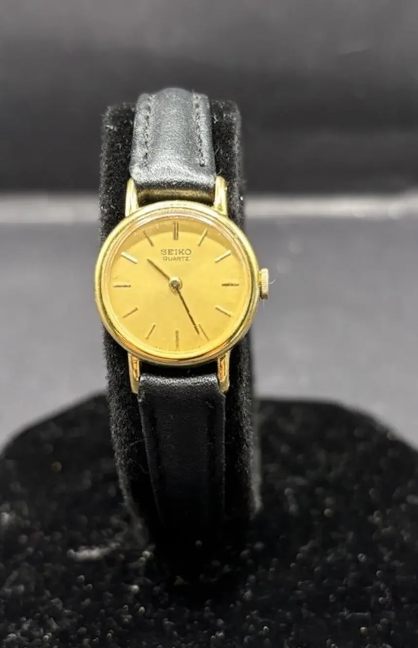 Seiko Watch Women 19mm Gold Dial Gold Tone Round 5420-0019 New Battery